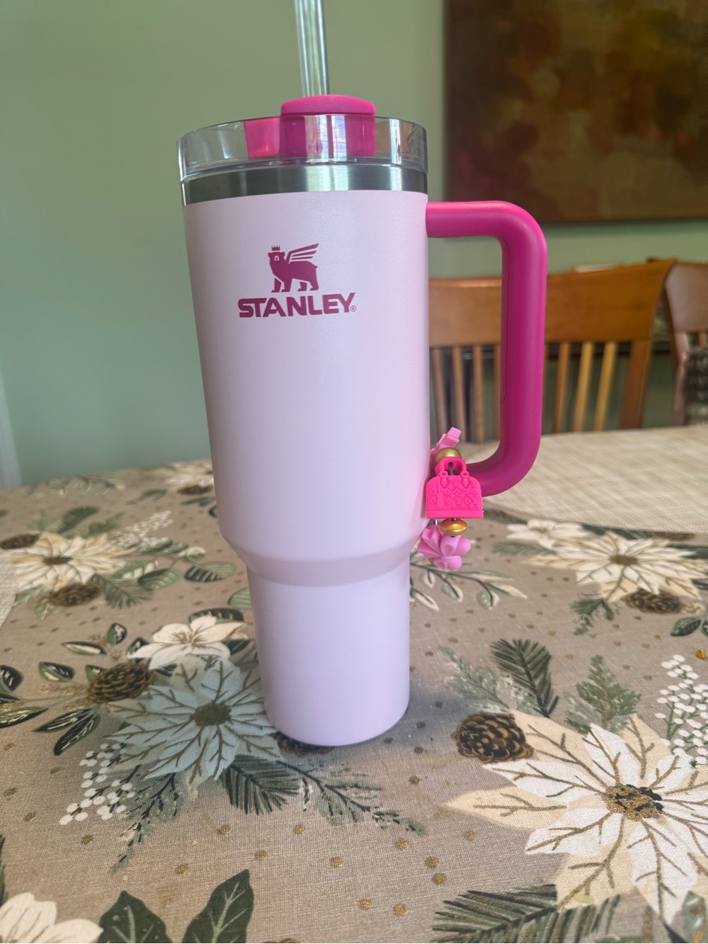 Stanley 40oz Flamingo with charm